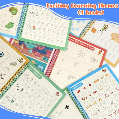 AALGO Large Magic Grooved Writing Practice Book-Reusable Handwriting Practice for Kids 8-10- Pre k workbooks - size: 10.2inx7.2in