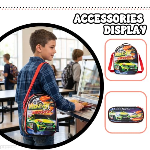 Meetbelify Rolling Backpack for Boys Backpacks with Wheels for Elementary Preschool Students 3 in 1 Kids Rolling Backpacks with Lunch Box Pencil Case Travel Luggage for Boys Age 8-10 - color: 02 Car