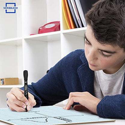 SCRIBBLEDO Small Grid Dry Erase Graph Board 9x12, 0.2-in Fine Grid for Math | Fine Blue Grid Lines, Detailed Cells, Easy to Clean No Residual, Algebra, Geometry and STEM Practice, Sturdy Double Sided - size: 9"W x 12"H
