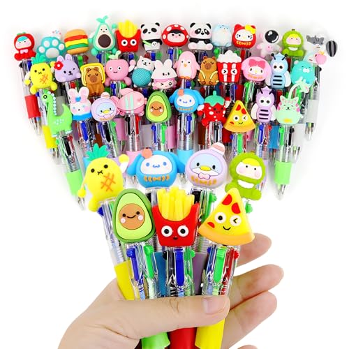 35 Pack Mini Multicolor Pens in One 4-in-1 Fun Pens for Kids Cute Ballpoint Pen Bulk for Birthdays and Children's Party Favors Fun Gifts Assorted Ink Kawaii Pen - size: 1 Count (Pack of 35), style: Cartoon