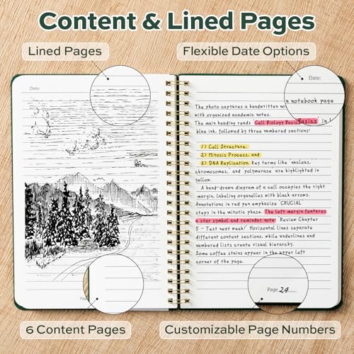 deli Dark GreenLined Spiral Journal Notebook, 160 Pages, A5 (5.5"x8") Hardcover Writing Notebook, College Ruled Spiral Bound Journal for Women & Men - Perfect for Work, School, Office & Note Taking - color: Dark Green