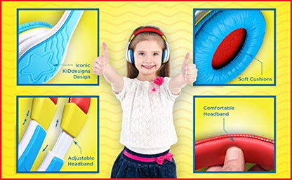 eKids New Kid Friendly Headphones Made Just for Kids with Built in Volume Limiting Feature for Safe Kid Friendly Sound (Multi-Color)