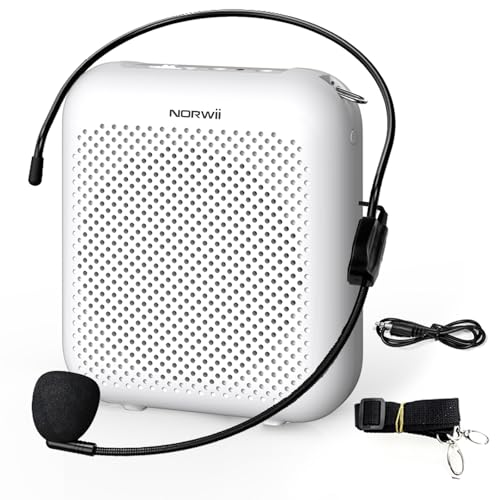 Norwii Bluetooth Voice Amplifier, Power Amplifiers, Portable Mini Wired Microphone Headset for Teacher Classroom & Outdoor Lectures, Teaching, Tour Guides, USB-C Rechargeable - 2000mAh, White - color: White - 2000mAh