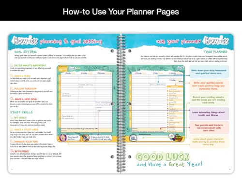 Dated Elementary Student Planner 2025-2026 Academic School Year, Large (8.5" by 11") Matrix Style Datebook with Create Cover