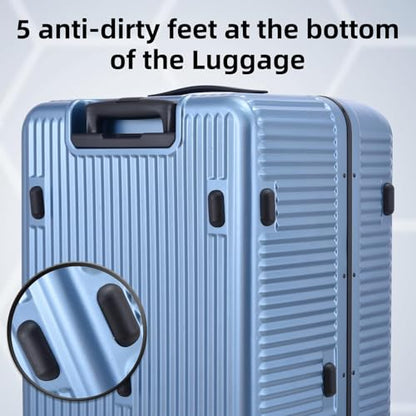 Kaleenie 29 Inch Aluminum Checked Luggage with Side Opening Zipper, Lightweight Hardshell ABS+PC Suitcase with TSA Lock, 360° Universal Wheels, Blue - color: Dark Blue, size: 29 Inch