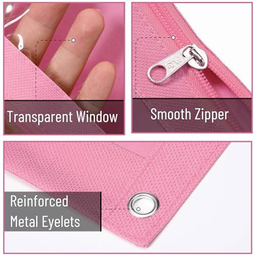 Mr. Pen- Pencil Pouch for 3 Ring Binder, 2 Pack, 10"x6.75", Smooth Zipper | Clear Window, Large Capacity Pencil Case with 3 Reinforced Grommets for School, Office, Supplies Storage | Clear Window, Large Capacity Pencil Case with 3 Reinforced Grommets for