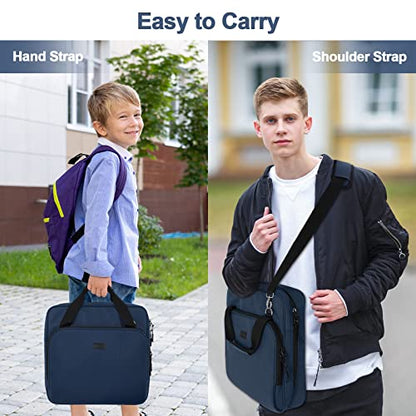 4 Inch 3 Ring Zipper Binder D-Ring, Binder with Strap 800 Sheet Capacity & Multi-Pockets School and Office Binder Organizer, Compatible with 13-Inch MacBook(Patent Design Dark Blue) - color: Dark Blue, size: 4Inch-D-ring