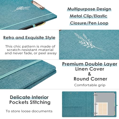 EYROZILL 3 Ring Binder 2 Inch, Binder for Letter Size (11" x 8.5") with 5 Tab Dividers, File Folder Labels and Low Profile Clipboards, Lavender Blue - color: Blue Lavender, size: ‎Letter Size - 2 Inch