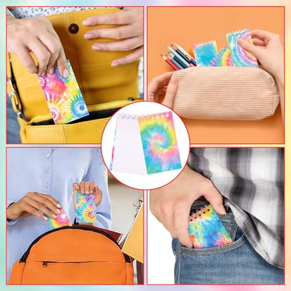 24 PCS Mini Tie Dye Notepads Small Spiral Notebook Mini Notebook Bulk for Party Supplies Multicolor Pocket Notebooks for Tie Dye Birthday Party Art Gift Supplies - style: Tie Dye