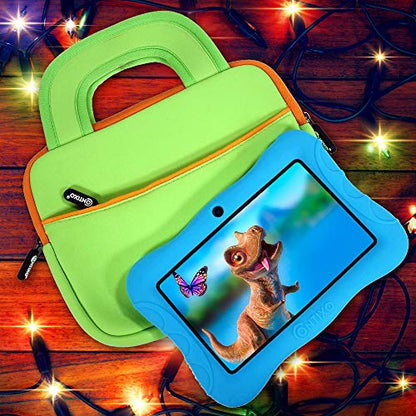 Contixo 7" Tablet Sleeve Bag - Compatible with Contixo V8/V9 Kids Tablets - Shockproof & Water-Resistant Protective Case with Accessory Pocket - Green - color: Green