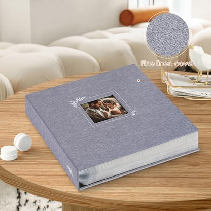 Lanpn Scrapbook Photo Album 8.5x11, Linen Window Design Cover Top Load 3 Ring Folder Binder Photobook Photo Book 8.5 x 11 inch with 30 Plastic Sleeves 60 Pages Grey - color: Grey, size: 8.5x11"