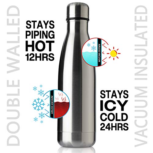 MEWAY 17oz Sport Water Bottle 8 Pack Vacuum Insulated Stainless Steel Leak-Proof Double Wall Cola Shape Water Bottle,Keep Drinks Hot & Cold (Silver,8 Pack) - color: Silver