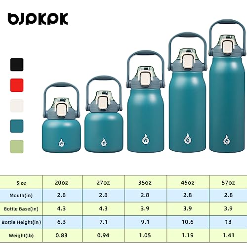 BJPKPK Insulated Water Bottles with Straw, 20 oz Cute Water Bottles with Handle, BPA Free Stainless Steel Metal Jug, Easy Carry Flasks for Men & Women, Light Blue - color: 20 ozLight Blue, size: 20 Ounces