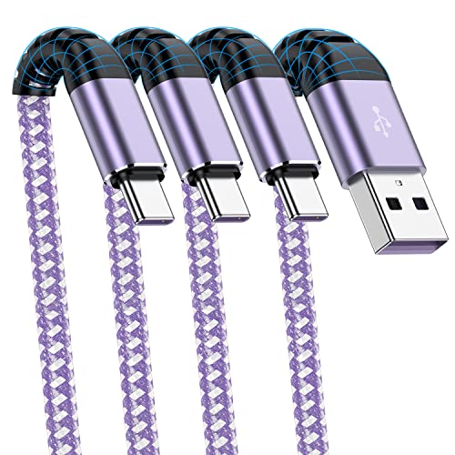Cabepow USB C Cable 3ft 3Pack, USB A to Type C Charger Fast Charging, Nylon Braided USB C Cord for iPhone 15/15 Plus/15 Pro/15 Pro Max, Samsung Galaxy S23/S22/S21/S24, Note 10 9-Purple - color: Purple, size: 3pack-3ft