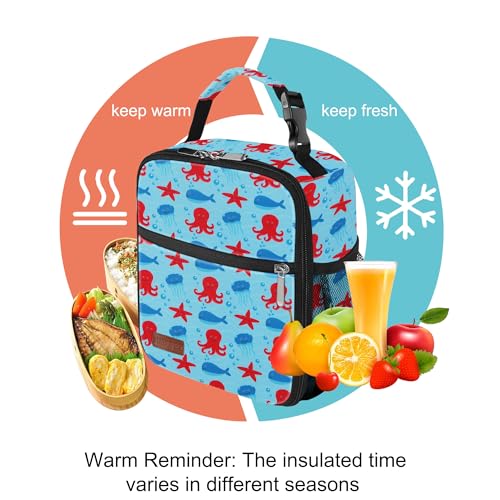 Lunch Box for Men & Women Durable Lunch Bag for Adults Reusable Small Lunchbox Octopus - color: Octopus