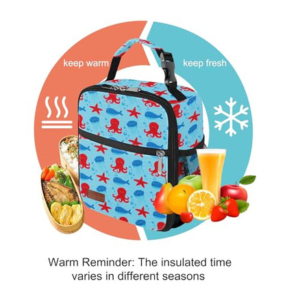 Lunch Box for Men & Women Durable Lunch Bag for Adults Reusable Small Lunchbox Octopus - color: Octopus