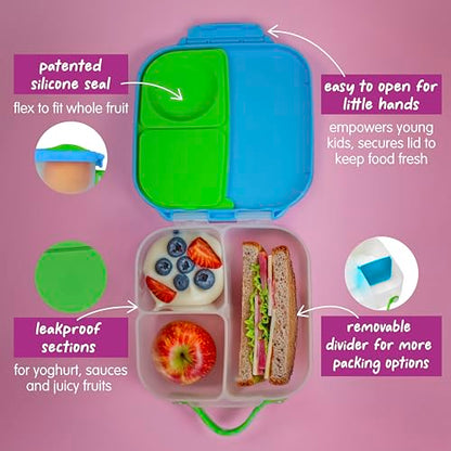 b.box Lunch Box Kids 2-pack, Mini Lunch Box + Snack Containers for Kids | 4.25 + 1.75 Cup Bento Box for Kids, Snack Box, Lunch Containers, Leak Proof, Dishwasher Safe, BPA Free, PFAS Free, Ages 4m+ - color: Ocean Breeze