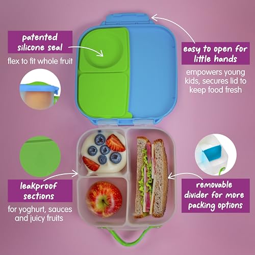 b.box Mini Lunch Box + Snack Containers for Kids 2-Pack - 4.25 + 1.75 Cups, Leakproof Bento Box for Kids, Lunch Containers for School, Dishwasher Safe, BPA Free, PFAS Free, Ages 3+ - Ocean Breeze - color: Ocean Breeze