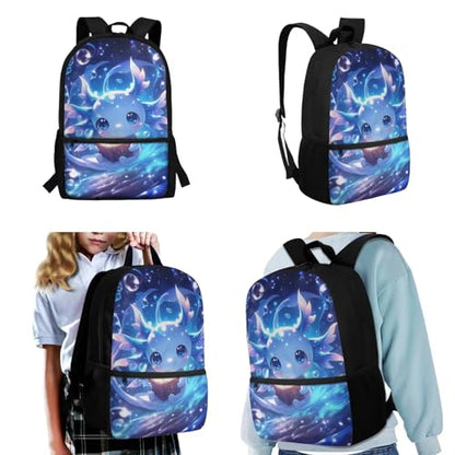 CLOHOMIN Cute Study Axolotl Backpack for School Girls with Lunch Bag Kids 10-12 Elementary/Middle School Bag Set of 3 Lunch Tote Water Bottle Bag Student School Bookbag 17 Inch for 3rd Grade - color: Cute Study Axolotl