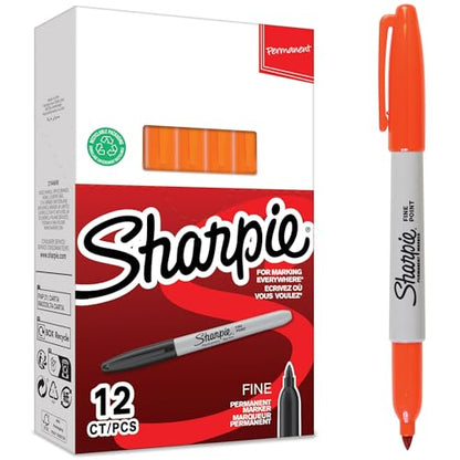 Sharpie Permanent Markers, Fine Point, Purple, Box of 12 - color: purple