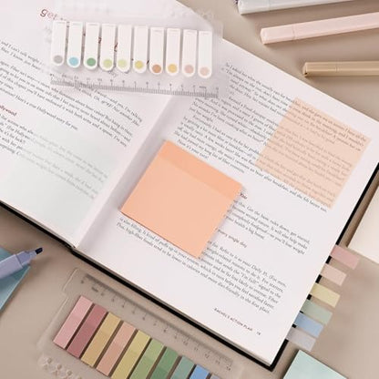 Bible Journaling Kit 12 Pastel Bible Highlighters Dual Tips and 2 Smooth Bible Pens, 400 Sheets Labels for Annotating Books, 200 Sheets 3 x 3 Inch Sticky Notes, Bible Study Kit for Office School