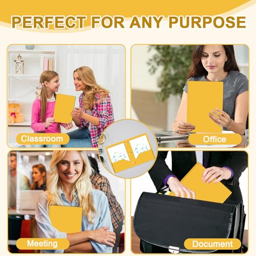 Two Pocket Folders with Prongs, LAYZZ 60 Pack Poly Plastic Folders, Heavy Duty Plastic Folders with Pockets and Prongs, Letter Size, for Offices and Schools (Yellow) - color: Yellow