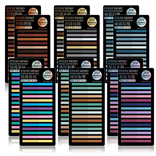 HAUTOCO 3600pcs Transparent Highlighter Tape, Removable Highlighter Strips Sticky Notes for Annotating Books, Morandi Clear Sticky Page Markers Tabs for Office School Aesthetic Study Supplies - color: 3600pcs (12 Packs) Highlighter Tape