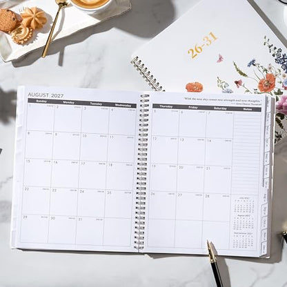 Monthly Planner 2026-2031 - 5 Year Planner/Calendar, 2026-2031 Monthly Calendar Planners Spiral Bound, Jul. 2026 - Jun. 2031, 9" x 11", Twin-Wire Binding + Tabs + Pocket - Flowers