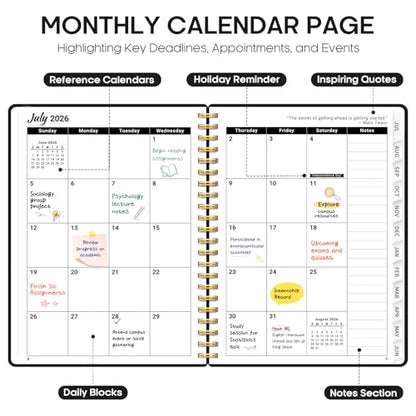 Planner 2026-2027, 8.5" x 11" Weekly and Monthly Academic Year Planner Calendar, July 2026 - June 2027, Hardcover Large School Planning Agenda With Tabs, Perfect for School & Office Supplies, A4, Black - color: D-Black, size: A4(8.5"x11")