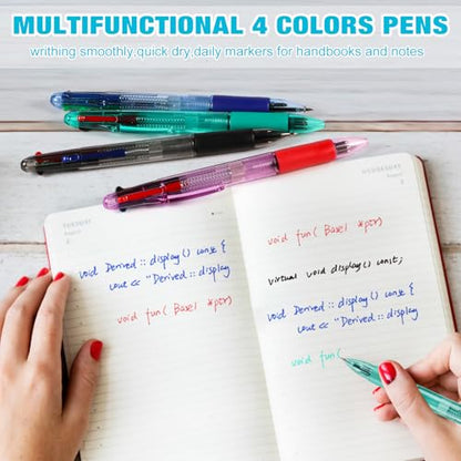 120 Pieces Basic MultiColor Pen in One 4-Color Retractable Ballpoint Pens 0.7mm Smooth Shuttle Pens For Adults Students Nurses Teacher Party Favors Goody Bag Stuffers Carnival Prizes (120)