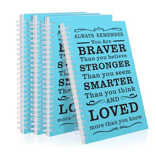 JOHSBYD Spiral Notebook Journal, 4 Pcs Hardcover Spiral Notebooks,College Ruled Hardcover Notebook for Work,A5 Notebooks for Work School Note taking, Lined Journal for Women (4pcs Always-Light Blue) - color: 4pcs Always-Light Blue