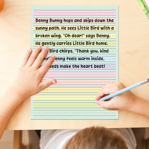 90 Sheets Ruled Writing Paper 8.5x11In Multi-Color Handwriting Paper Double-Sided Skip-A-Line Ruled Writing Practice Paper with 0.5" for Educational Kindergarten Primary Kid Toddler Child