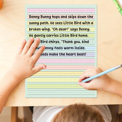 90 Sheets Ruled Writing Paper 8.5x11In Multi-Color Handwriting Paper Double-Sided Skip-A-Line Ruled Writing Practice Paper with 0.5" for Educational Kindergarten Primary Kid Toddler Child
