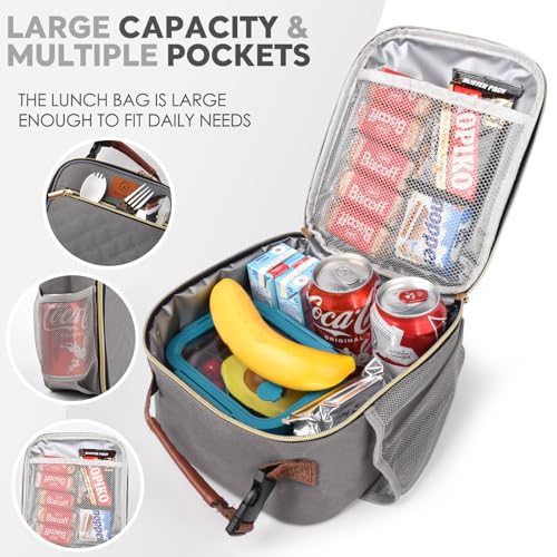 Genteen Kids Lunch Box Insulated Soft Mini Cooler with Bottle Holder, Lightweight Reusable Easy-Clean Lunch bag for Girls, Boys Back to School-Gray - color: Gray