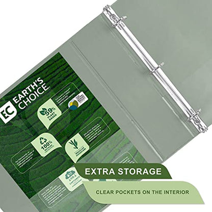 Samsill Plant-Based 3 Inch Durable D-Ring, View Binder, Eco-Friendly, USDA Certified Biobased, 2 Count,Pack of 1, Sage Green - color: Sage Green, size: 3-Inch, style: 2 Pack