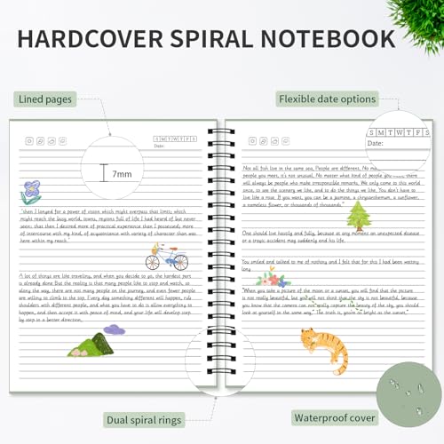 YINUOYOUJIA Lined Notebook 8.5" x 11"Spiral Notebook -4 Pack Large Hardcover Notebook 7mm College Ruled Notebook 120 Pages 100 GSM Thick Hardcover Journal for School (College)