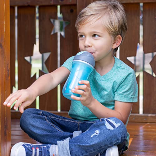 Chicco Insulated Straw Sippy Cup 12+ Months, 9oz Toddler Training Cup with Spill-Free Flip-Top Lid, BPA-Free 2-Pack, Blue Discover/Teal - color: Blue Discover/Teal, size: 9 Ounces