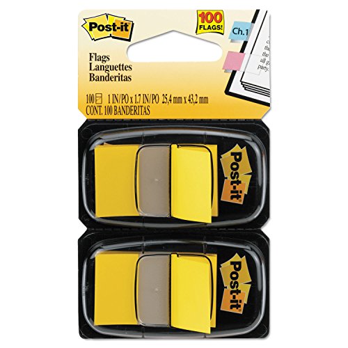 Post-it 680YW2 Standard Page Flags in Dispenser, Yellow, 100 Flags/Dispenser