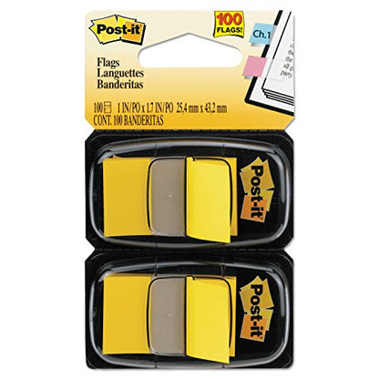 Post-it 680YW2 Standard Page Flags in Dispenser, Yellow, 100 Flags/Dispenser