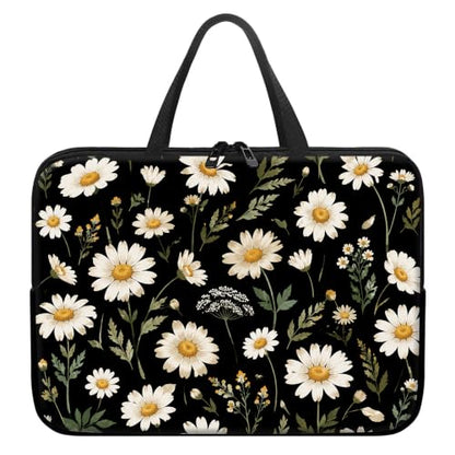 13 Inch Laptop Case Sleeve with Handle, Shockproof Slim Carrying Case | Soft Lining Computer Bag for MacBook Air 13 M3/M2/M1, MacBook Pro 13/14, iPad Pro 13 M4, Daisy Black Print - color: Daisy Black Print, size: 13-14 inch