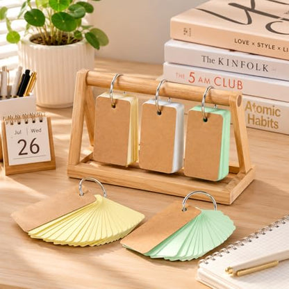 3 Pack Colored Flash Cards, 150 Sheets Blank Study Notecards with Binder Ring, 2.7" x 1.6"