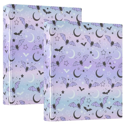 3 Ring Binder 1.5 in Recipe Binders 1 Pcs Pastel Goth Bat | Decorative Client Records with Clip 3 Clear Interior Pockets for 200 Sheets Letter-Size(11" x 8.5") Paper PVC Cover Folder - color: Pastel Goth Bat