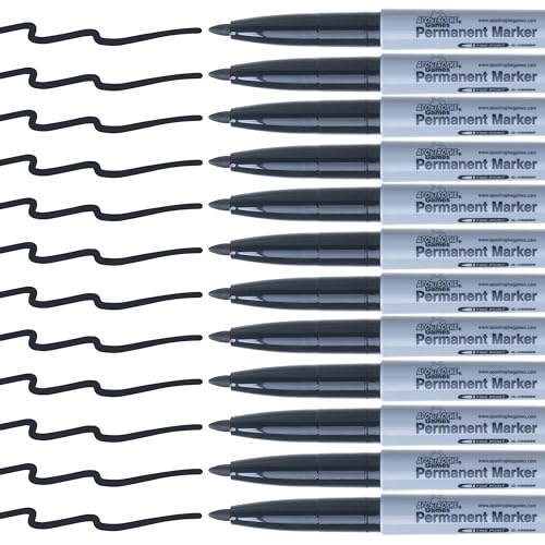 Fine Point Permanent Markers - 12 Pack, Black Pens - School Supplies | Create clear, permanent marks with durable fine point black markers for home, school, or office - style: 12 Black Fine Point