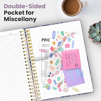 Large Spiral Lined Notebook for Work with Dividers & Tabs, 8.5"x11" Hardcover 5 Subject Notebook, College Ruled, 280 Pages, Savanna Tales - color: M - Savanna Tales