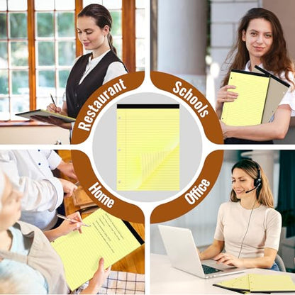 HAUTOCO 8.5 x 11 Legal Pads 2 Pack Yellow Wide Ruled Lined Writing Note Pads Perforated Notepad, 30 Sheets Per Notepad, 3-Hole Punched Paper for School, Office - color: Yellow