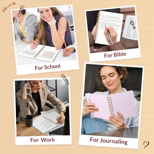 SUNEE Lined Spiral Journal Notebook for Women, 146 Pages College Ruled Hardcover Journaling Notebook for Work, Note Taking and Office School Supplies, A5 -Burgundy - color: Burgundy