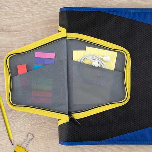 Five Star Zipper Binder 1.5 Inch O-Rings Case Organiser with 3-Pocket Expanding File, 500 Sheet Capacity, Cosmic Blast (280146J) - color: Cosmic Blast