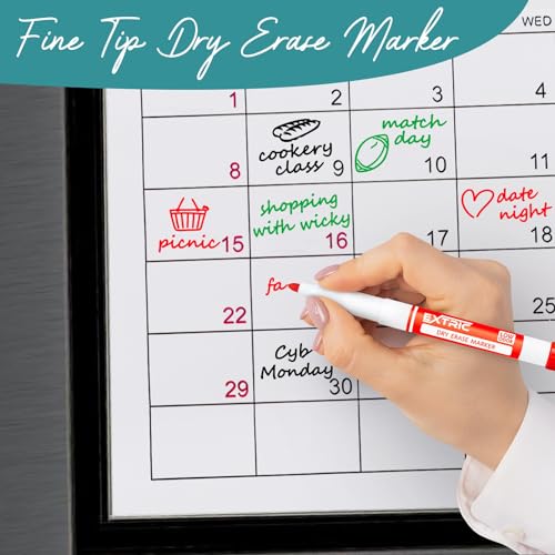 EXTRIC Dry Erase Markers Fine Tip 5 ct, Magnetic Eraser, Whiteboard Spray | Use: Whiteboards and Glass Boards, Includes: 5 Markers, 1 Eraser, Cleaner Spray, Feature: Low-Odor, Non-Toxic - style: Fine Tip