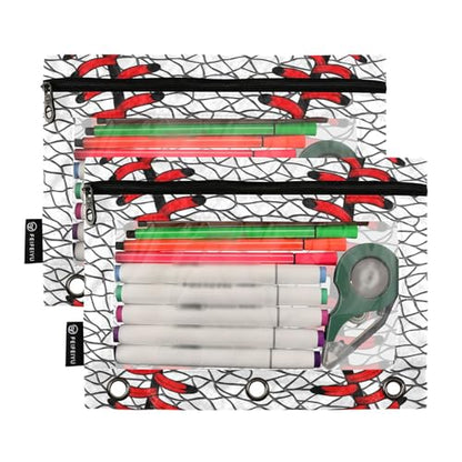 Baseball White Pencil Pouch for 3 Ring Binder 2 Pack Binder Pencil Pouches Zippered Clear Pencil Case Cosmetic Bag for Office School College Supplies - color: Baseball White
