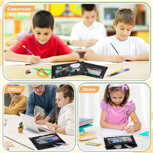 Shemira Pencil Pouch for 3 Ring Binder, 30 Pack Black Pencil Pouches Bulk, Binder Pencils Pouchs' with Smooth Zipper, Zipper Pencil Pouches, 3 Ring Binders' Pencils' Pouches' - color: Black